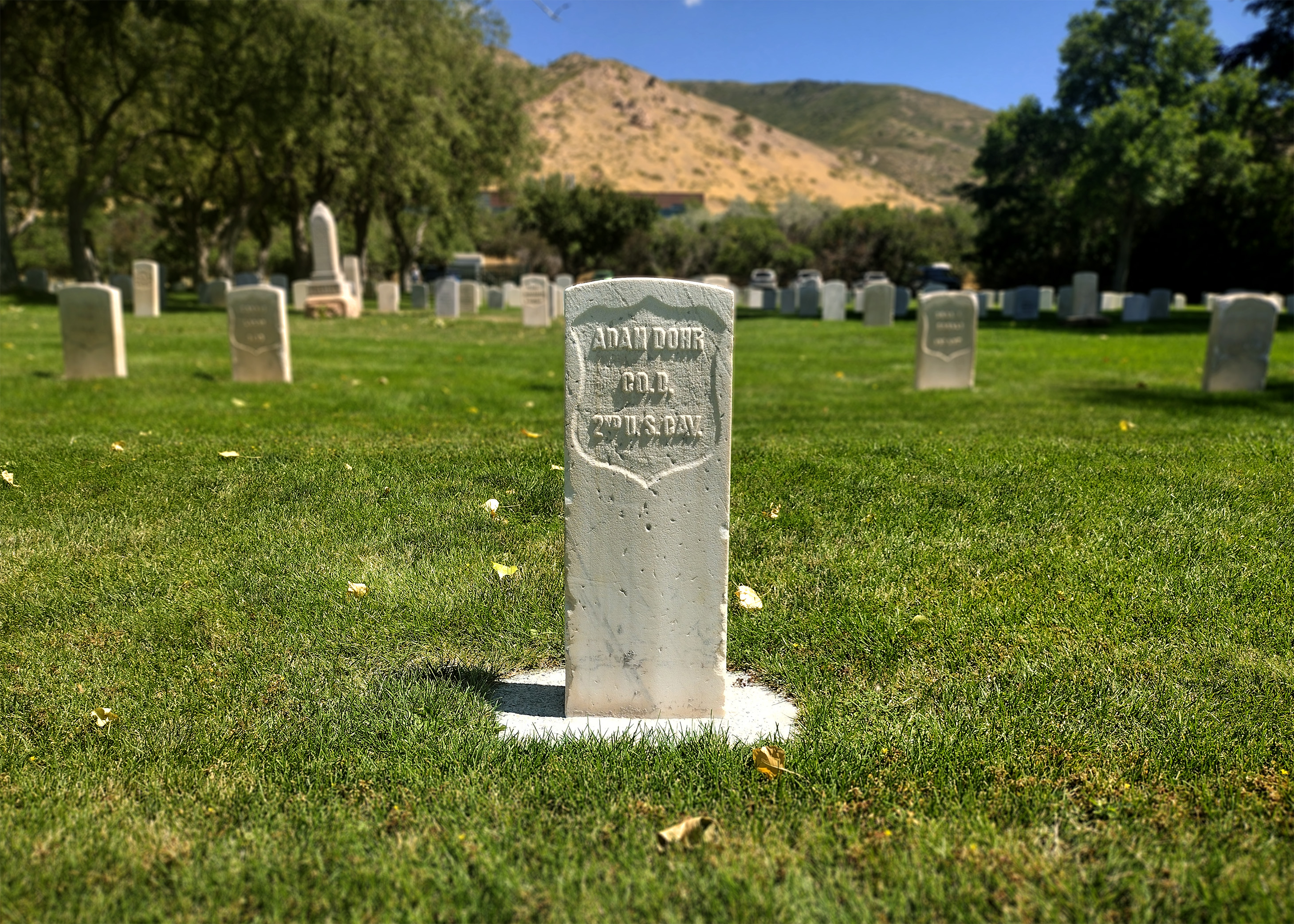 Gravestone for Adam Dohr at Fort Douglas Cemetery