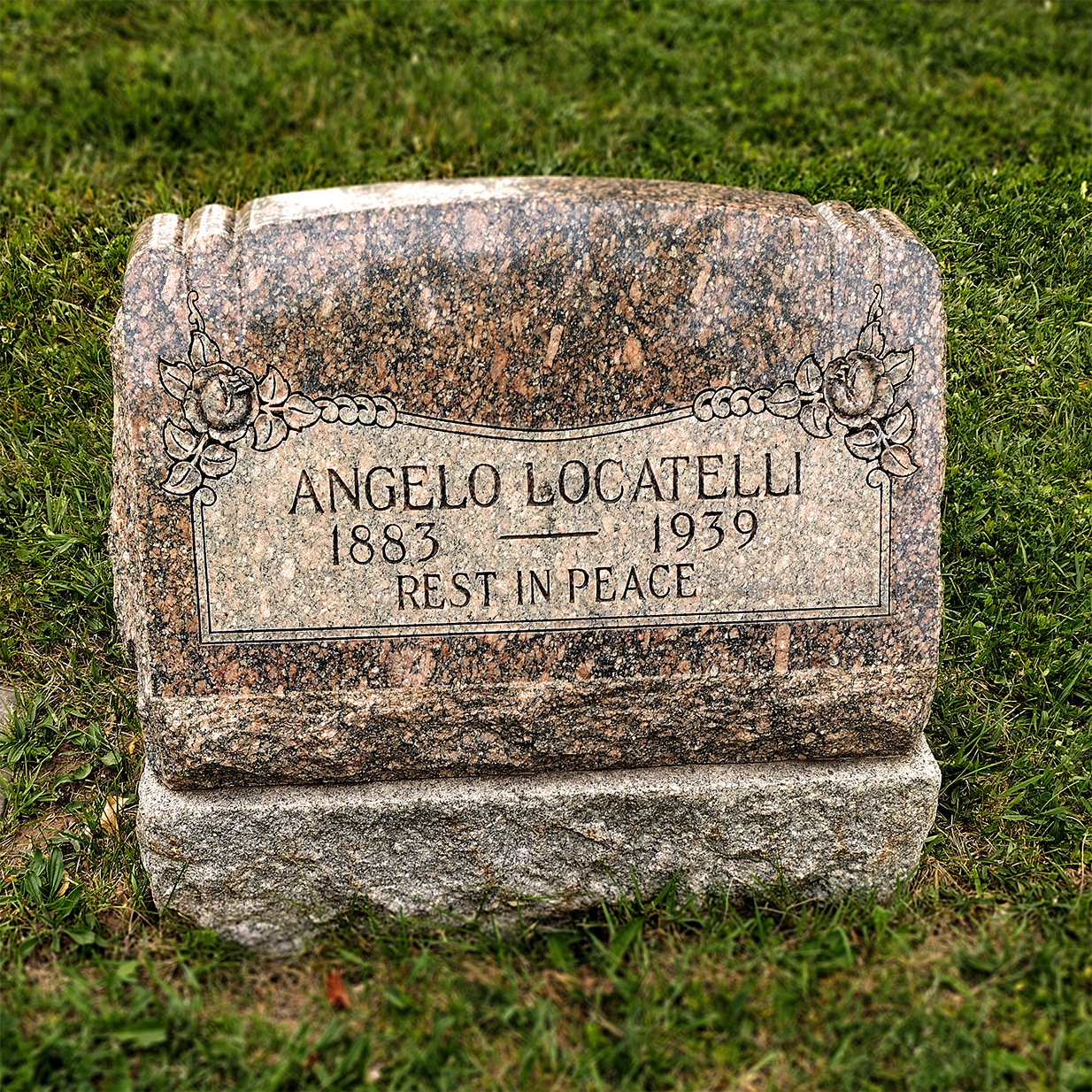 Angelo Locatelli's gravestone at Mt. Olivet Cemetery